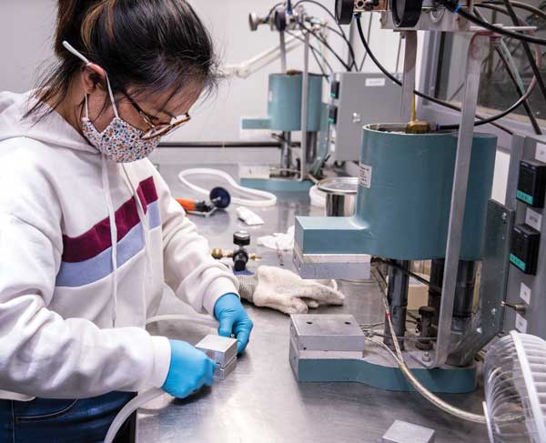 Silicone seals being spliced for the semiconductor industry.