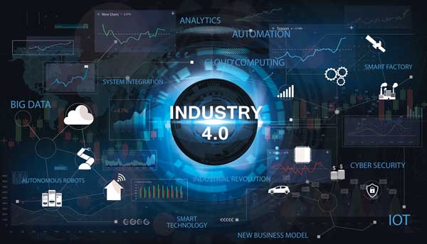 Digital collage of the concept of Industry 4.0
